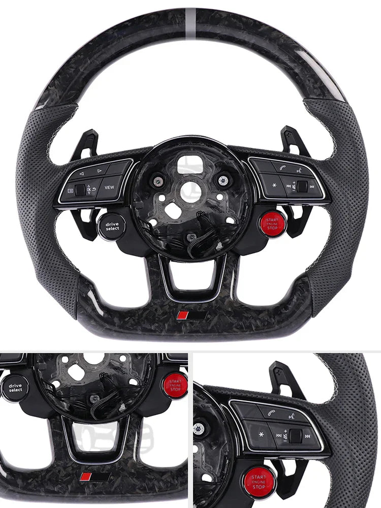 2-button kit carbon fiber steering wheel for Audi A3 8Y A4 B9 RS3 RS4 with multi-function buttonsforLamborghini paddles RS5 RS6