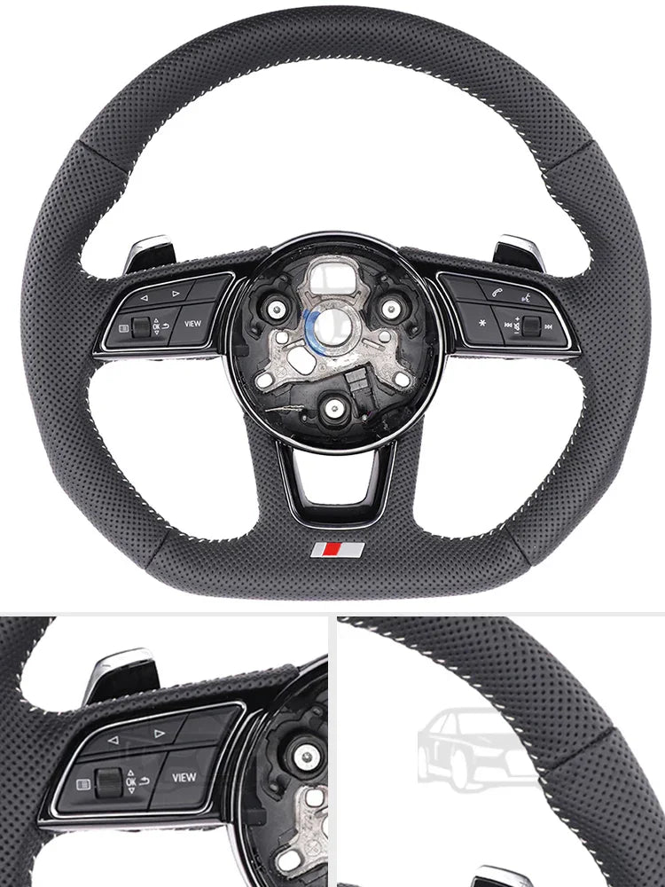 for Audi A5 A4B9 A3 S5 silver edge shift paddles. With function keys and black frame, fully perforated. Auto parts white line