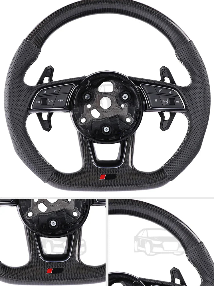 Carbon fiber car steering wheel suitable for Audi A4B9 A3 A5 S5 Lamborghini shift paddles with function keys and auto parts