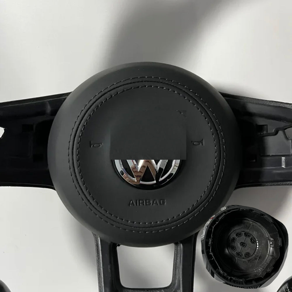 For Golf 7 7.5 GTI GTD GTE R 2013-2020 Polo GTI Tiguan Passat DSG shell culeather and Alcantara Horn cover、steering wheel cover