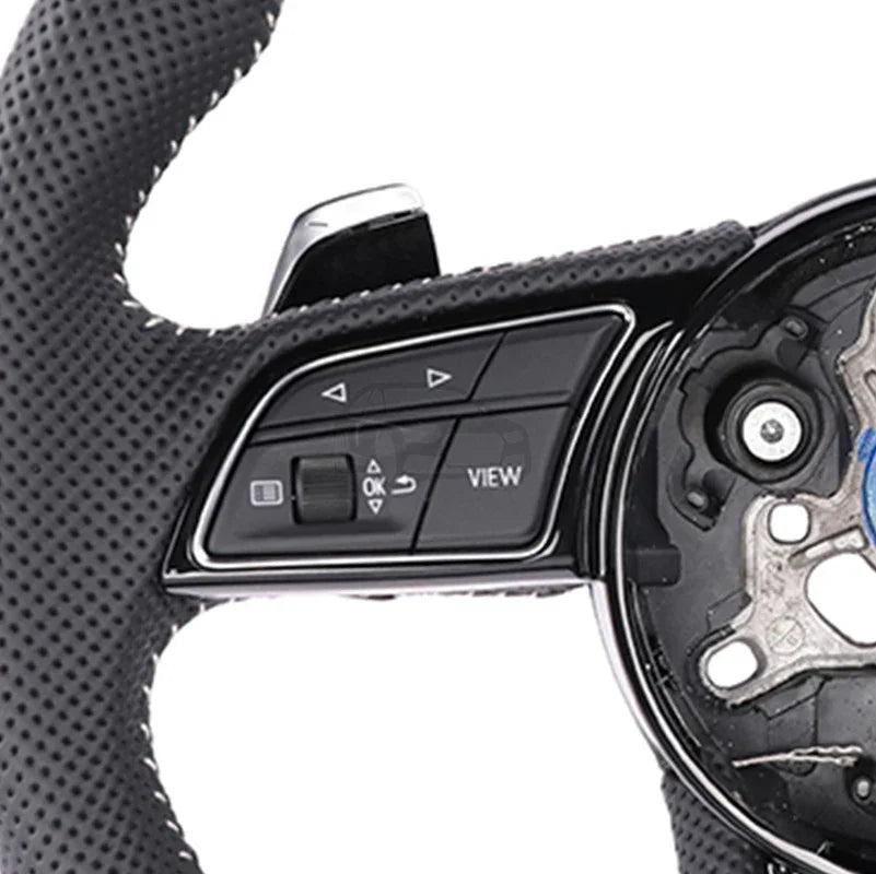 for Audi A5 A4B9 A3 S5 silver edge shift paddles. With function keys and black frame, fully perforated. Auto parts white line
