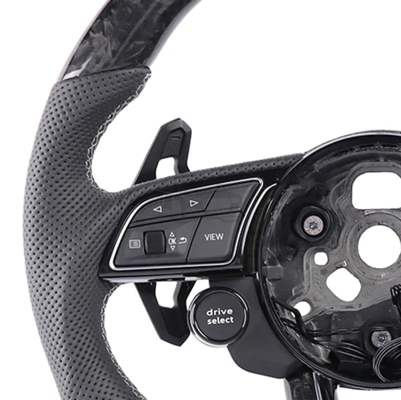 2-button kit carbon fiber steering wheel for Audi A3 8Y A4 B9 RS3 RS4 with multi-function buttonsforLamborghini paddles RS5 RS6
