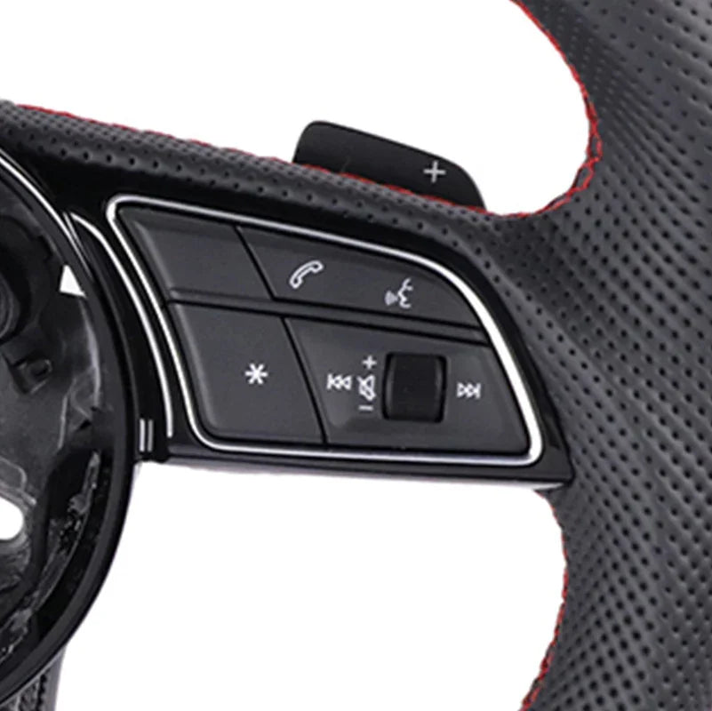 Carbon fiber car steering wheel full set for Audi A4B9 A3 A5 S5 with buttons and frame, half punched holes, auto parts