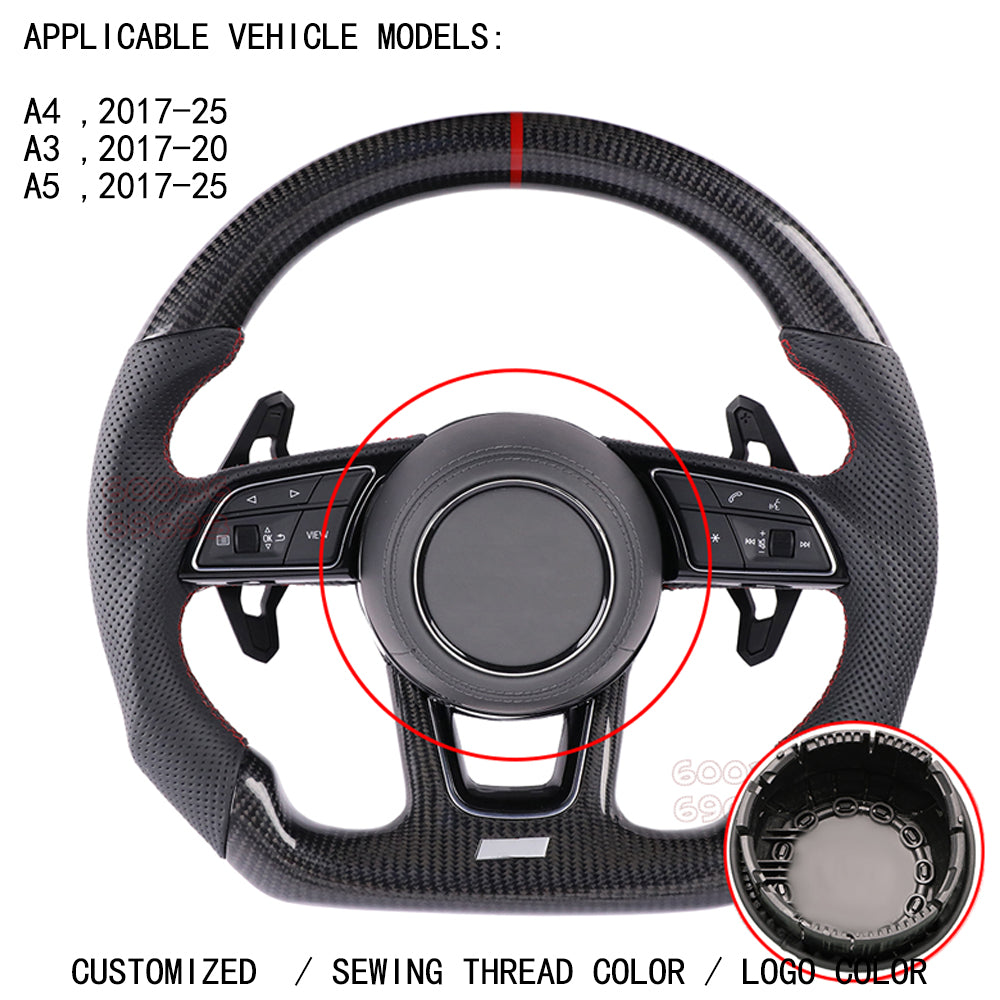 For Audi A3、A4、 A5 、A6、 A7 、A8、Q3、Q5、Q7、Q8、R8、TT，shell culeather and Alcantara Horn cover、steering wheel covers   Suture color can be customized