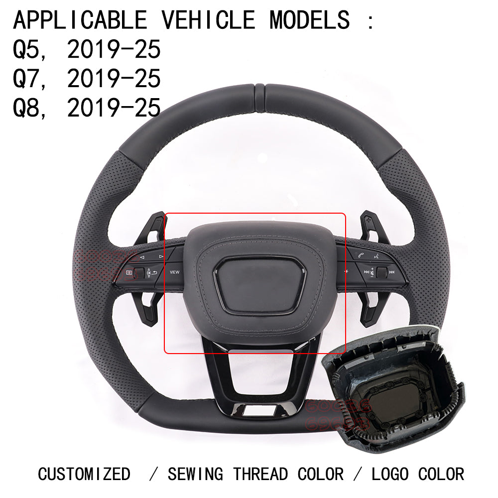 For Audi A3、A4、 A5 、A6、 A7 、A8、Q3、Q5、Q7、Q8、R8、TT，shell culeather and Alcantara Horn cover、steering wheel covers   Suture color can be customized