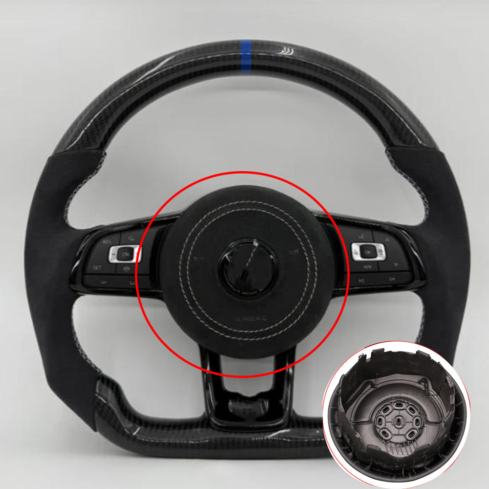 For Golf 7 7.5 GTI GTD GTE R 2013-2020 Polo GTI Tiguan Passat DSG shell culeather and Alcantara Horn cover、steering wheel cover