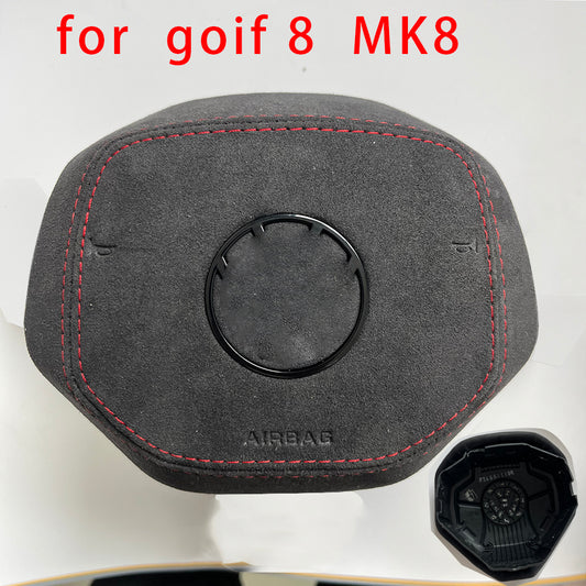 For Volkswagen VW Golf 8 GTI R Line MK8 shell culeather and Alcantara Horn cover、steering wheel covers   Suture color can be customized For Volkswagen Golf 8 GTI MK8