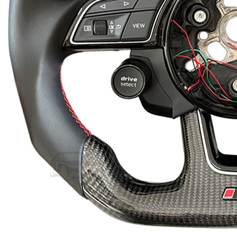 2024 New】Custom Forged Carbon Fiber Steering Wheel with Shift Light for Audi A3 A4 A5 S3 S4 S5 RS3 RS4 RS5 2016-2020 Models