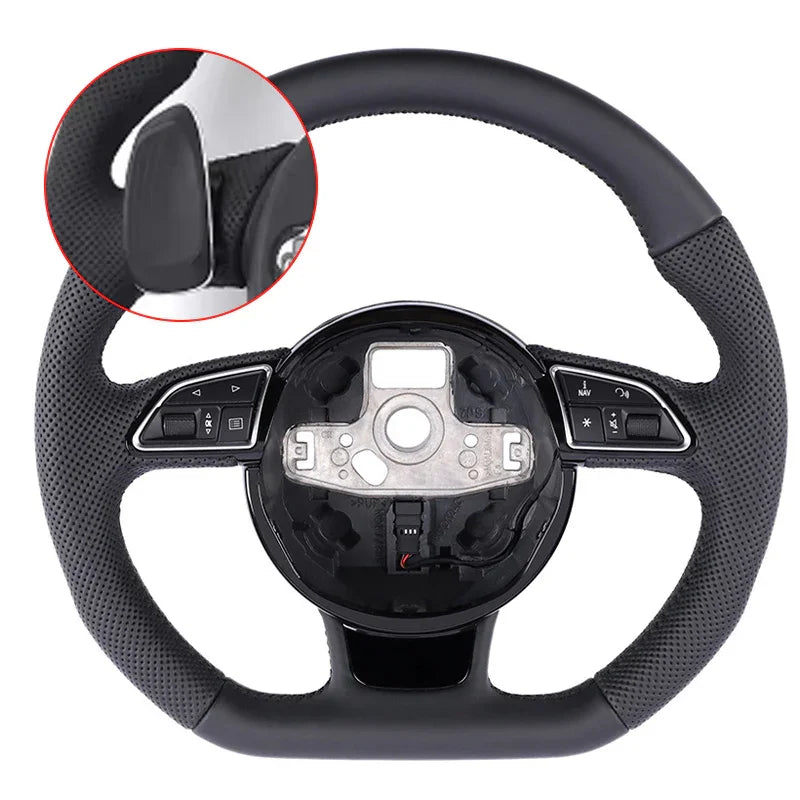 4L0951523D Suitable for Audi B8PA Q3 Q5 SQ5 A4L Q7 A3 S5 S4, semi-perforated sports leather steering wheel white line, autoparts