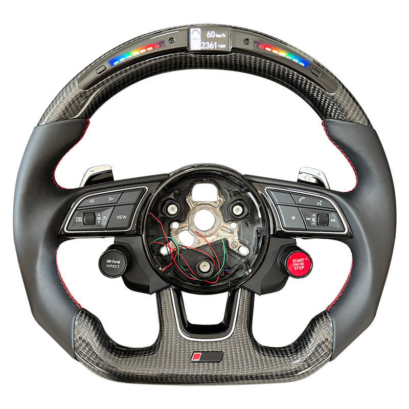 2024 New】Custom Forged Carbon Fiber Steering Wheel with Shift Light for Audi A3 A4 A5 S3 S4 S5 RS3 RS4 RS5 2016-2020 Models