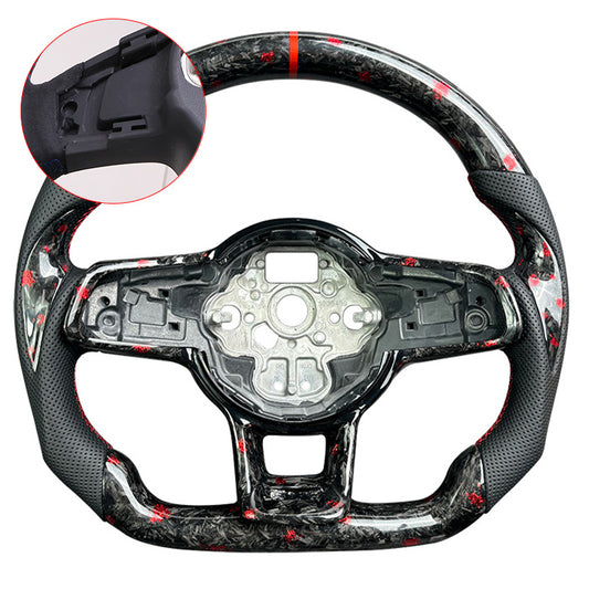 for Golf 7 7.5 GTI MK7 Carbon Fiber Steering Wheel 1K0419091AT For ged red foil carbon fiber leather steering wheel  VW